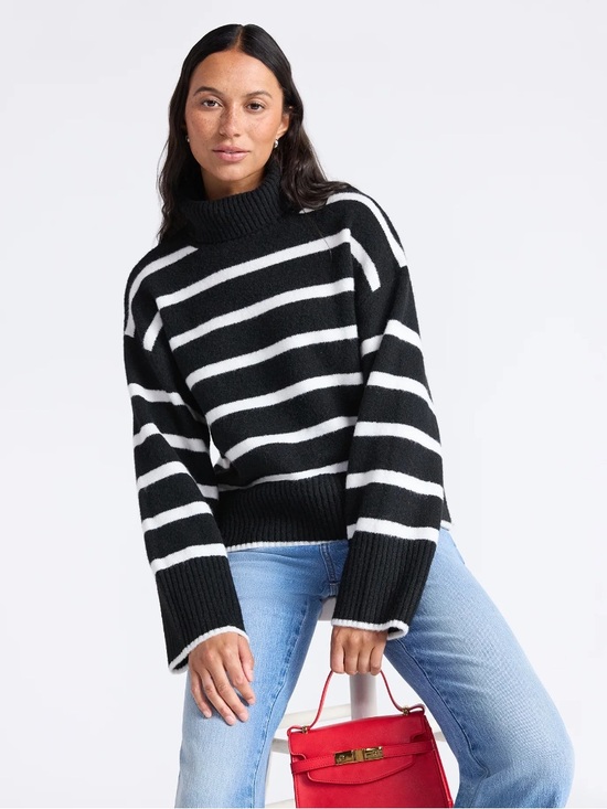 Time and Tru Sweaters - Time and Tru Black and White Striped Turtleneck Sweater 💕$3 when bundled